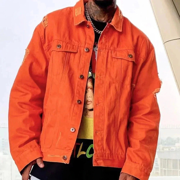 Nova Men Distressed Jean Jacket - Picture 1 of 7